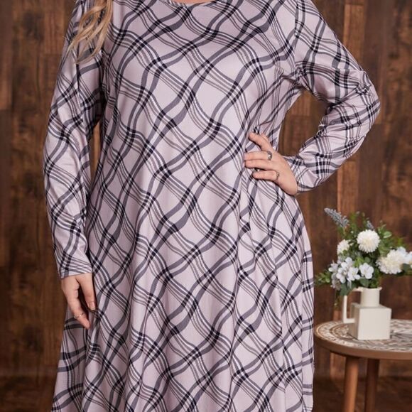 NEW! PLUS Size Plaid Print Pullover Tee Dress Size 2XL - Picture 4 of 4